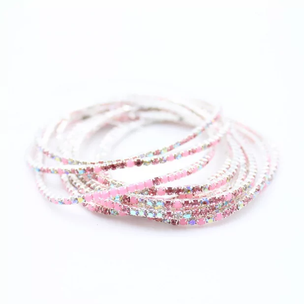 Lot de 10 bracelets strass argenté