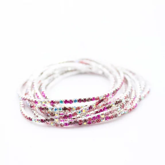 Lot de 10 bracelets strass argenté