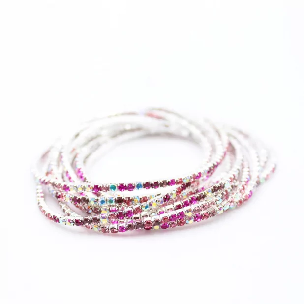 Lot de 10 bracelets strass argenté