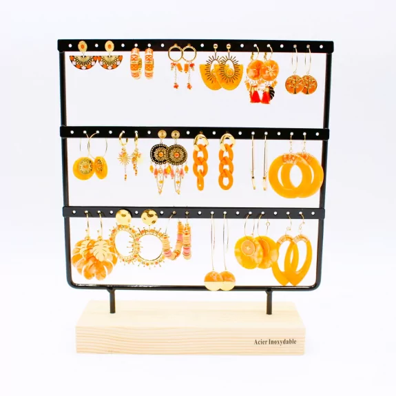 Pack de 18 boucles d'oreilles acier - ORANGE