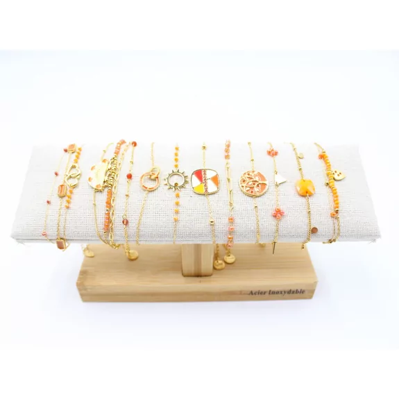 Pack de 12 bracelets acier - ORANGE