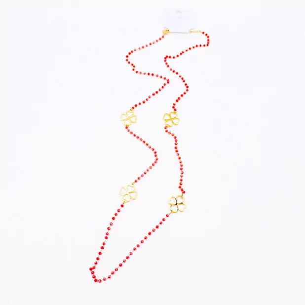 sautoir cristal et trèfle