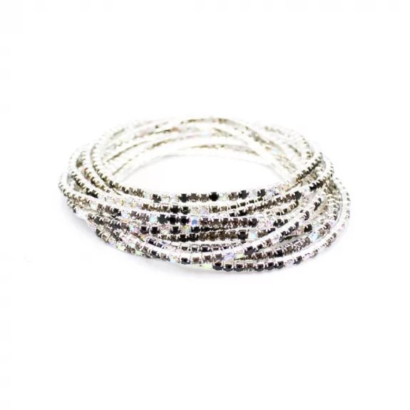 Lot de 10 bracelets strass argenté