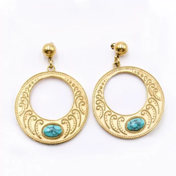 Boucles d'oreilles pendantes avec pierre