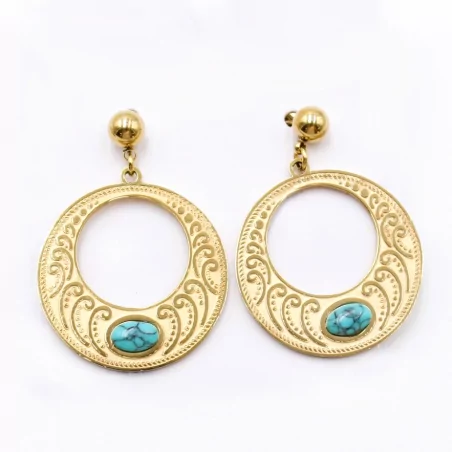 Boucles d'oreilles pendantes avec pierre