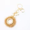 Porte clefs en acier et fausse fourrure