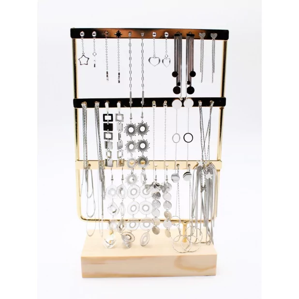 Pack de 18 boucles d'oreilles en acier - pendante argentée