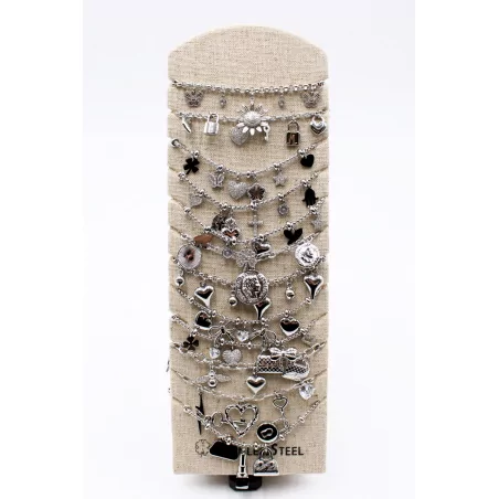 Pack de 12 bracelets breloques en acier argenté
