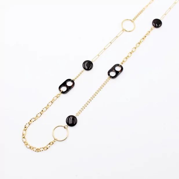 Sautoir en acier et résine marron