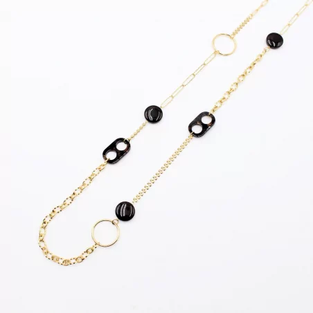 Sautoir en acier et résine marron