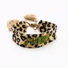 Bracelet en tissus léopard message j'adore