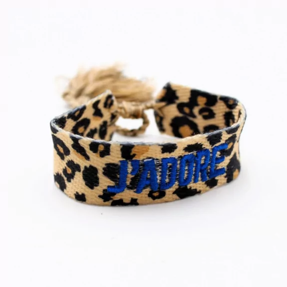 Bracelet en tissus léopard message j'adore