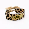 Bracelet en tissus léopard message j'adore