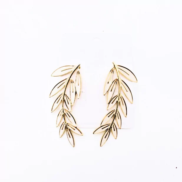 Boucles d'oreilles acier motif feuille