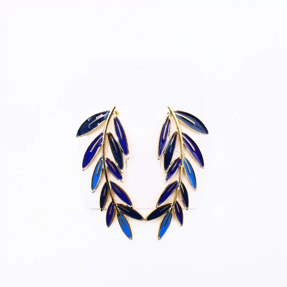 Boucles d'oreilles acier motif feuille