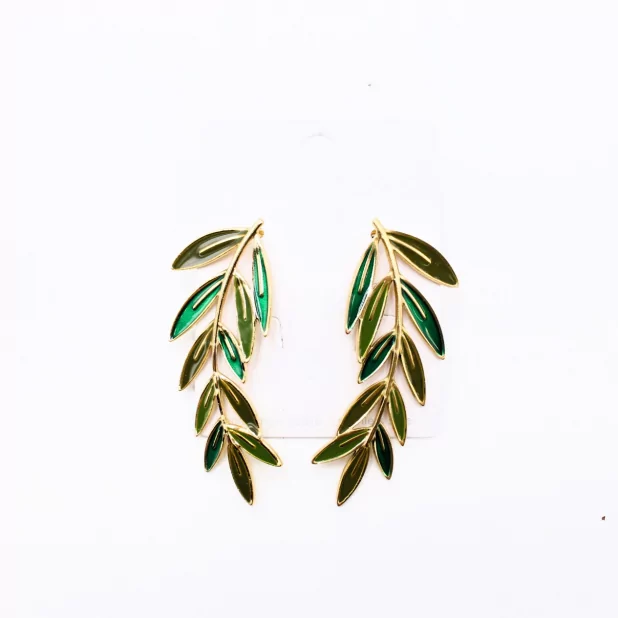Boucles d'oreilles acier motif feuille