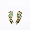 Boucles d'oreilles acier motif feuille