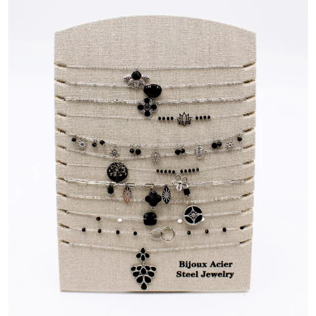 Pack 12 Colliers Acier Inoxydable - argenté noir