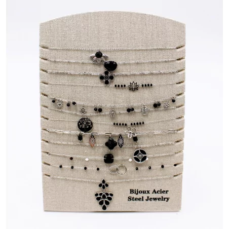 Pack 12 Colliers Acier Inoxydable - argenté noir