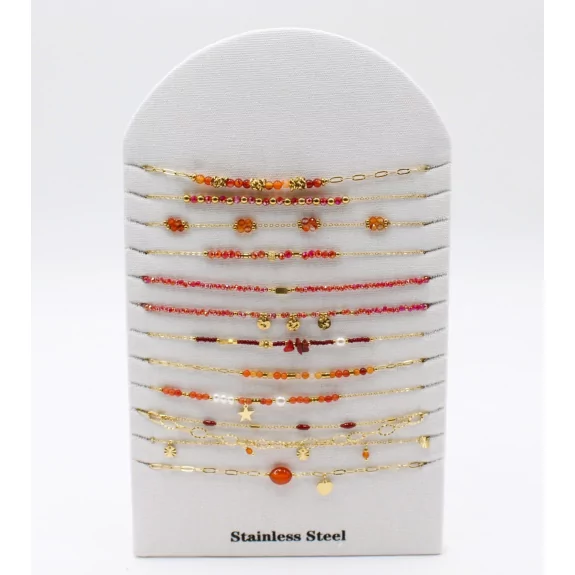 Pack de 12 colliers acier tendance - rouge