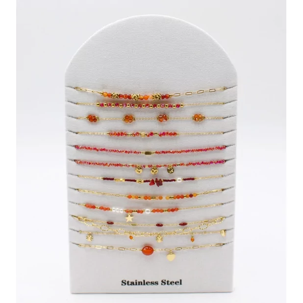 Pack de 12 colliers acier tendance - rouge