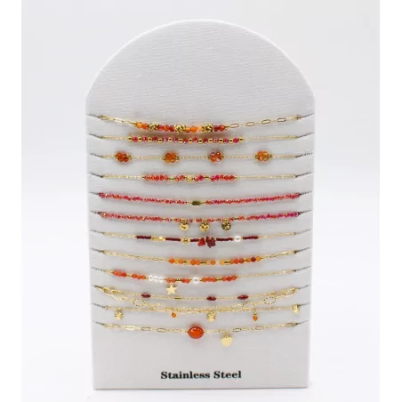Pack de 12 colliers acier tendance - rouge