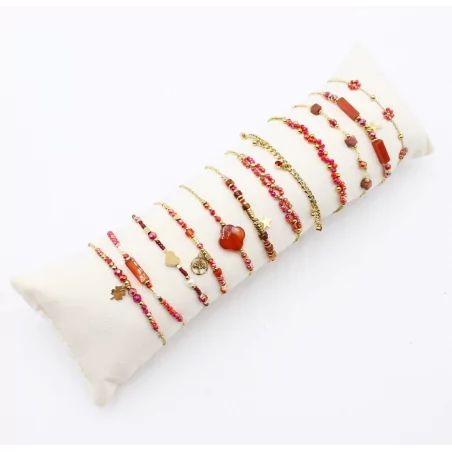 Pack de 12 bracelets acier tendance - rouge