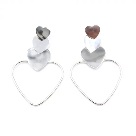 Boucles d'oreilles pendantes en acier motif cœur