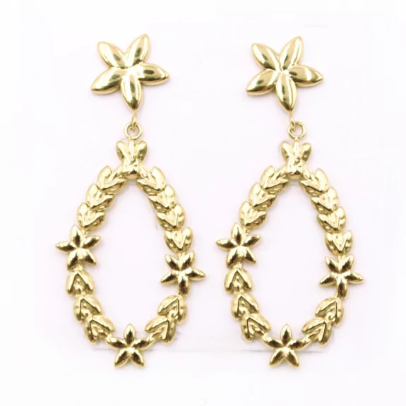 Boucle d'oreille acier pendante doré