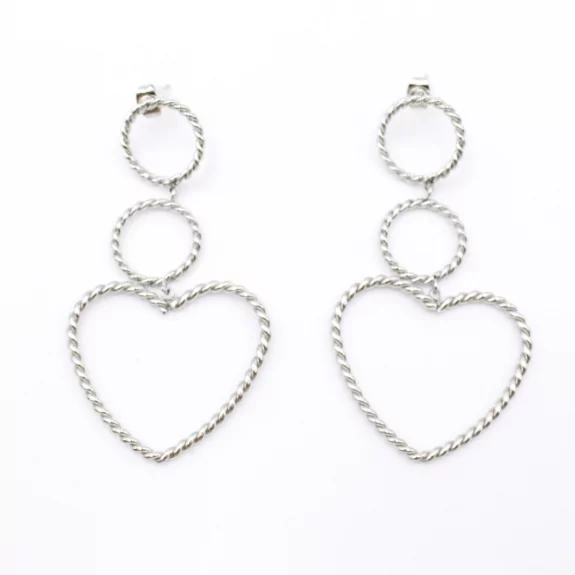 Boucle d'oreille en acier motif coeur