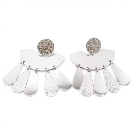 Boucle d'oreille en acier argenté