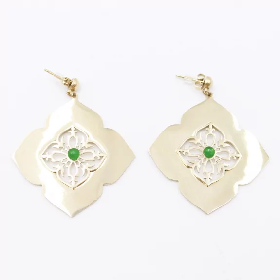 Boucle d'oreille acier cabochon fleur