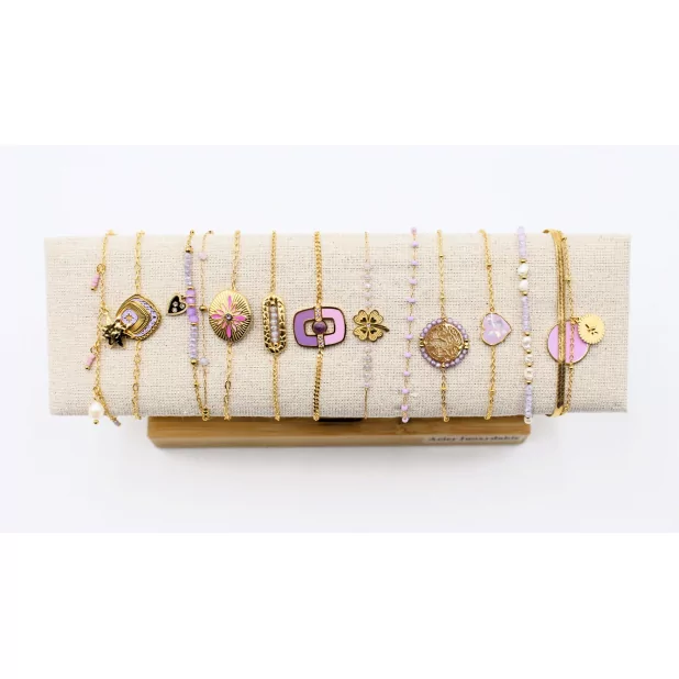 Pack de 12 bracelets acier - parme