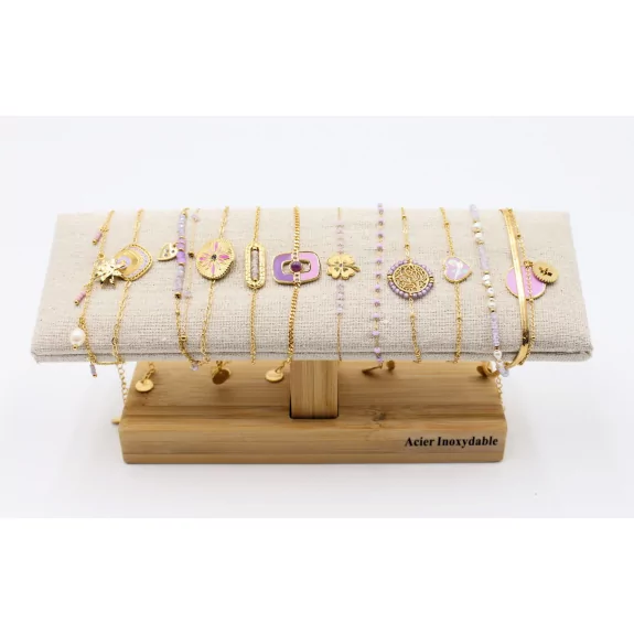 Pack de 12 bracelets acier - parme