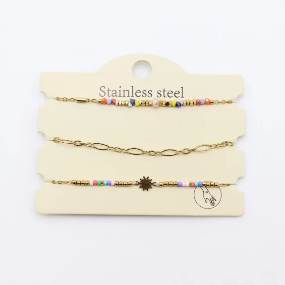 Pack de 3 bracelets acier - soleil