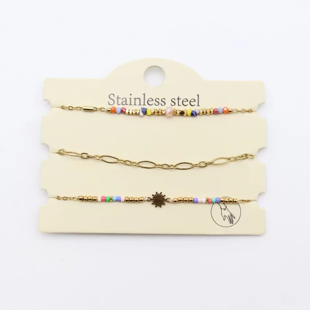 Pack de 3 bracelets acier - soleil