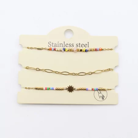 Pack de 3 bracelets acier - soleil