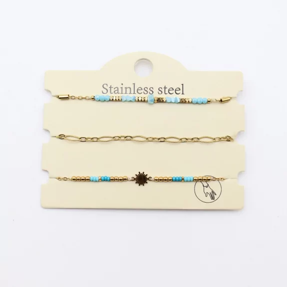 Pack de 3 bracelets acier - soleil