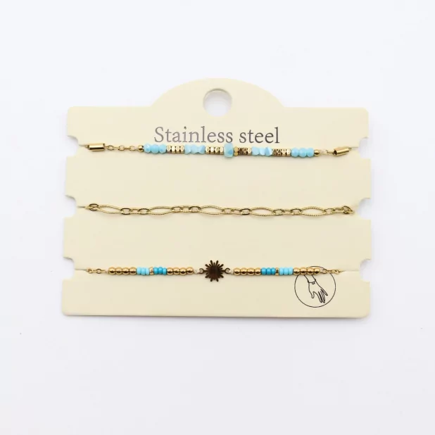 Pack de 3 bracelets acier - soleil