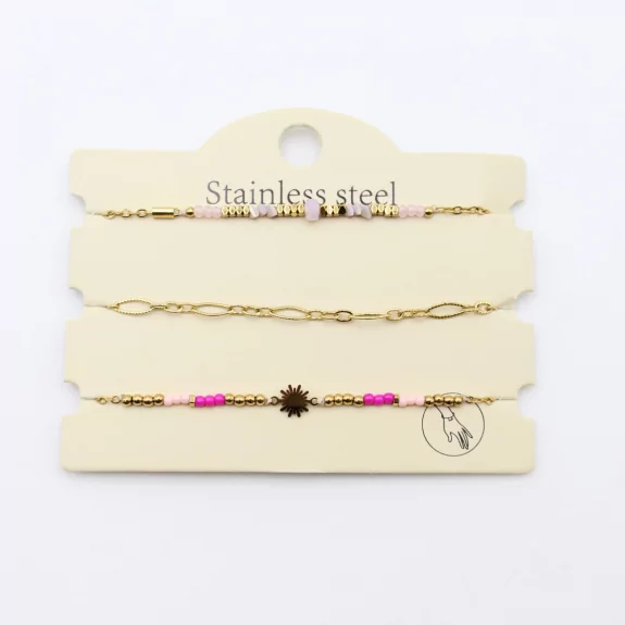 Pack de 3 bracelets acier - soleil