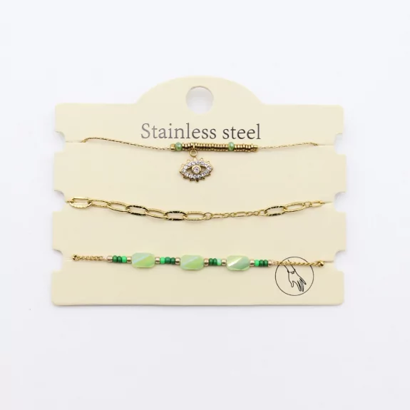 Pack de 3 bracelets acier - oeil strass