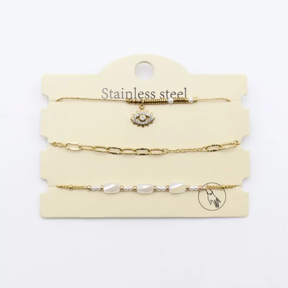 Pack de 3 bracelets acier - oeil strass