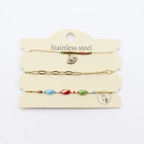 Pack de 3 bracelets acier - oeil strass