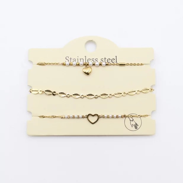 Pack de 3 bracelets acier - cœur