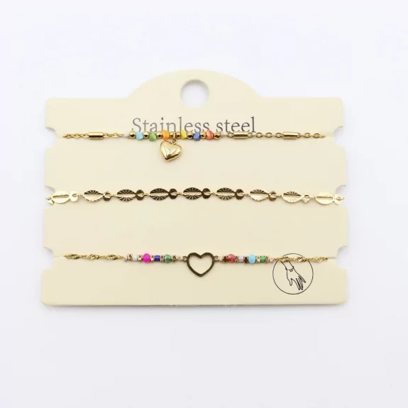 Pack de 3 bracelets acier - cœur