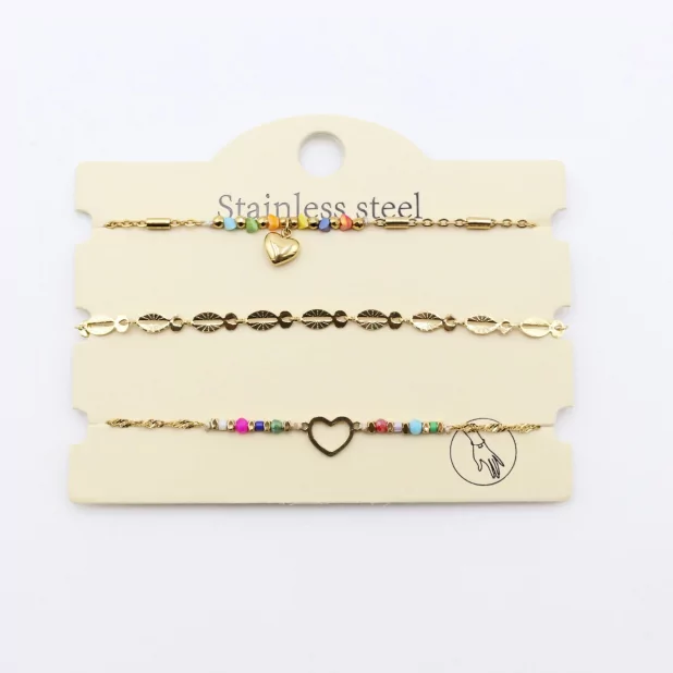 Pack de 3 bracelets acier - cœur