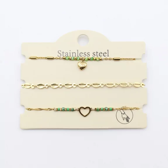 Pack de 3 bracelets acier - cœur