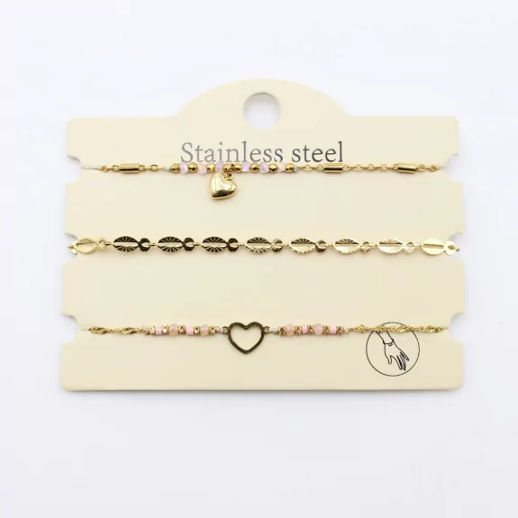 Pack de 3 bracelets acier - cœur