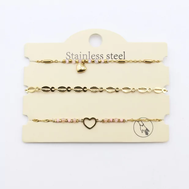 Pack de 3 bracelets acier - cœur