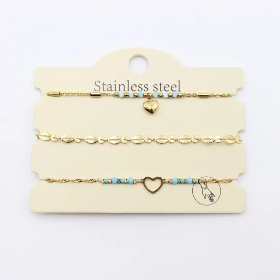 Pack de 3 bracelets acier - cœur